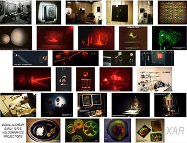early holography and experimentation towards the construction of an Alchemical Theatre at Visual Alchemy 1970's by Al Razutis