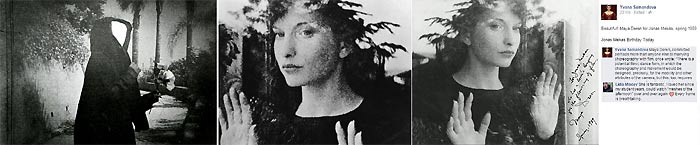 images strip with frames and personal letter to Jonas Mekas from Maya Deren plus face book comments for Maya Deren's Meshes of the Afternoon 1943 - click to enlarge in separate window