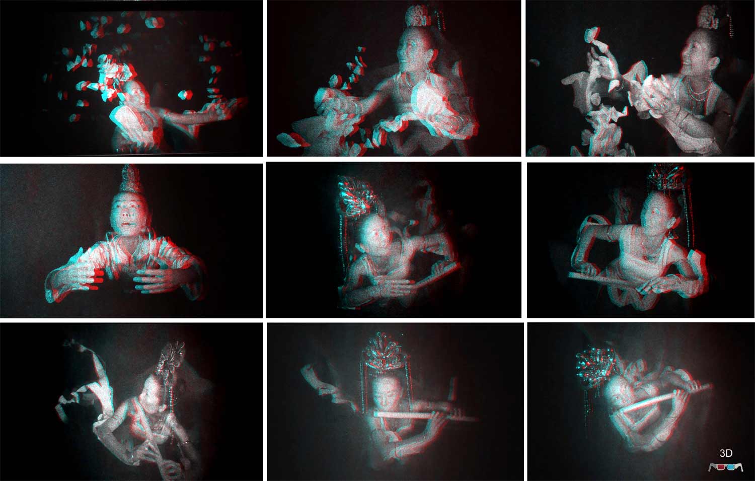  anaglyph 3D image - Apsaras by Al Razutis 2013 pulsed laser master transmission holograms