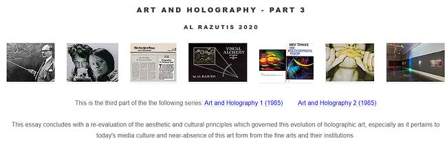 click for essay 'Art and Holography 3' by Al Razutis 2020 2021