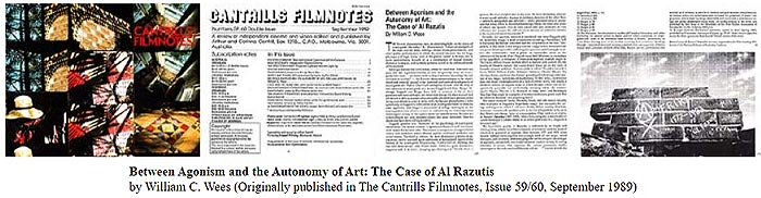 Agonism, Avant-Garde and Al Razutis by Bill Wees 1989 Cantrills Filmnotes