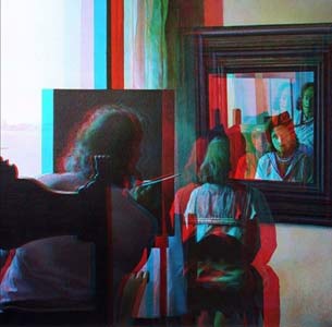 Dalí
from behind painting Gala - stereo 3D color anaglyph assembled by Al Razutis - click enlarge