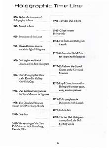 Timeline page in  Dali in Holographic Space by Lissack with emphasis added by Al Razutis for his essay on the subject - click to enlarge