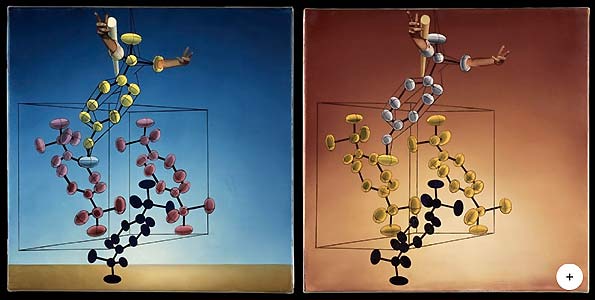Stereo paintings side by side, photo of 'The Structure of DNA' by Salvador Dali  - click to enlarge
