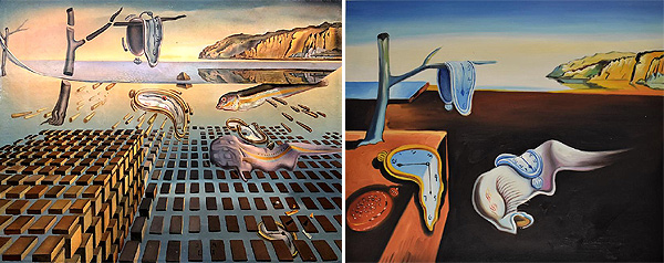 Two paintings Disintegration of the Persistence of Memory and 
The Persistence of Memory by Salvador Dali - click to enlarge