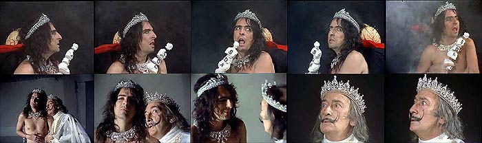 click for You Tube clip of footage by Hart Perry of Dali and Alice Cooper for multiplexing by Lloyd Cross