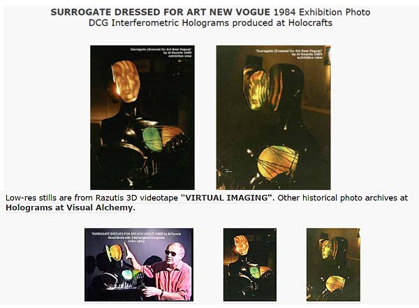 hybrid hologram Surrogate Dressed for Art New Vogue by Al Razutis - click to open web page in separate window