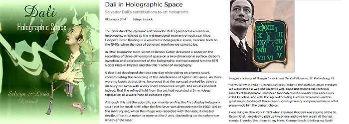 Dali in Holographic Space by Linda and Selwyn Lissack and SPIE paper of the same name screenshot - click to enlarge in separate window