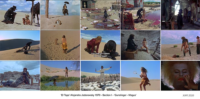 Panel of frames from El Topo by Alejandro Jodorwsky - panels assembled by XAR 2020 as credited