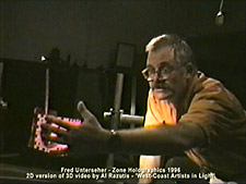 FRED UNTERSEHER gives a short lecture on perception, light and holography 3 min. excerpt on YouTube, video by Al Razutis