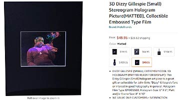Dizzy Gillespie hologram sold by Amazon On-Line, Holo Brands - low prices - click to enlarge