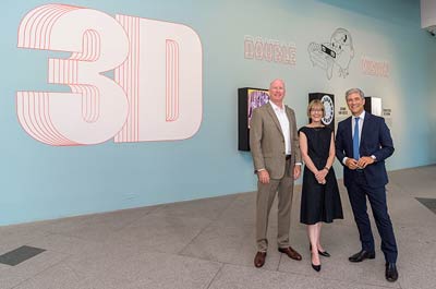 LACMA show 3D DOUBLE VISION curator Britt Salvesen and Hyundai exhibition sponsor and museum administrator - click for interview