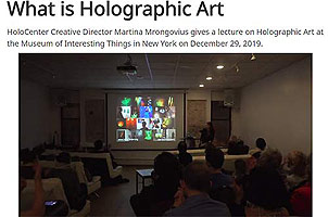 What is holographic art treatise and presentation by Dr. Mrongovius Director of Holocenter as cited in Razutis essay How Much For That Holo