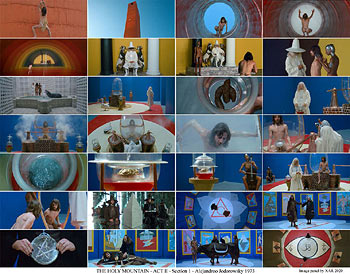 Panel of frames from The Holy Mountain  by Alejandro Jodorwsky - panels assembled by XAR 2020 as credited