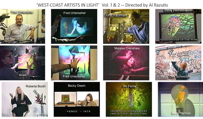 West Coast Artists in Light Video - vol. 1 and 2  by Al Razutis - click for artists and links to videos - pages