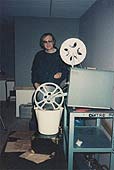 ... SPLICE   by Al Razutis - projecting film into bleach at the Pacific Cinematheque Pacifique,  Vancouver 1986