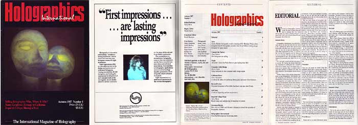 Holographics International - panel of first four pages - 1987 edition - click to enlarge in separate window
