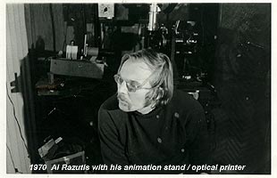 click to enlarge 16mm FILM ANIMATION STAND - OPTICAL PRINTER - constructed by Razutis - 1970