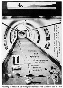 click to enlarge - Intermedia Marathon poster by Al Razutis and Ed Varney - Jan. 8, 1969