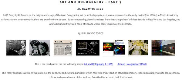 2020 illustrated essay Art and Holography Part 3 by Al Razutis