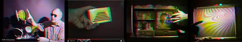 AL RAZUTIS  shows his holographic works in 3D excerpt on YouTube